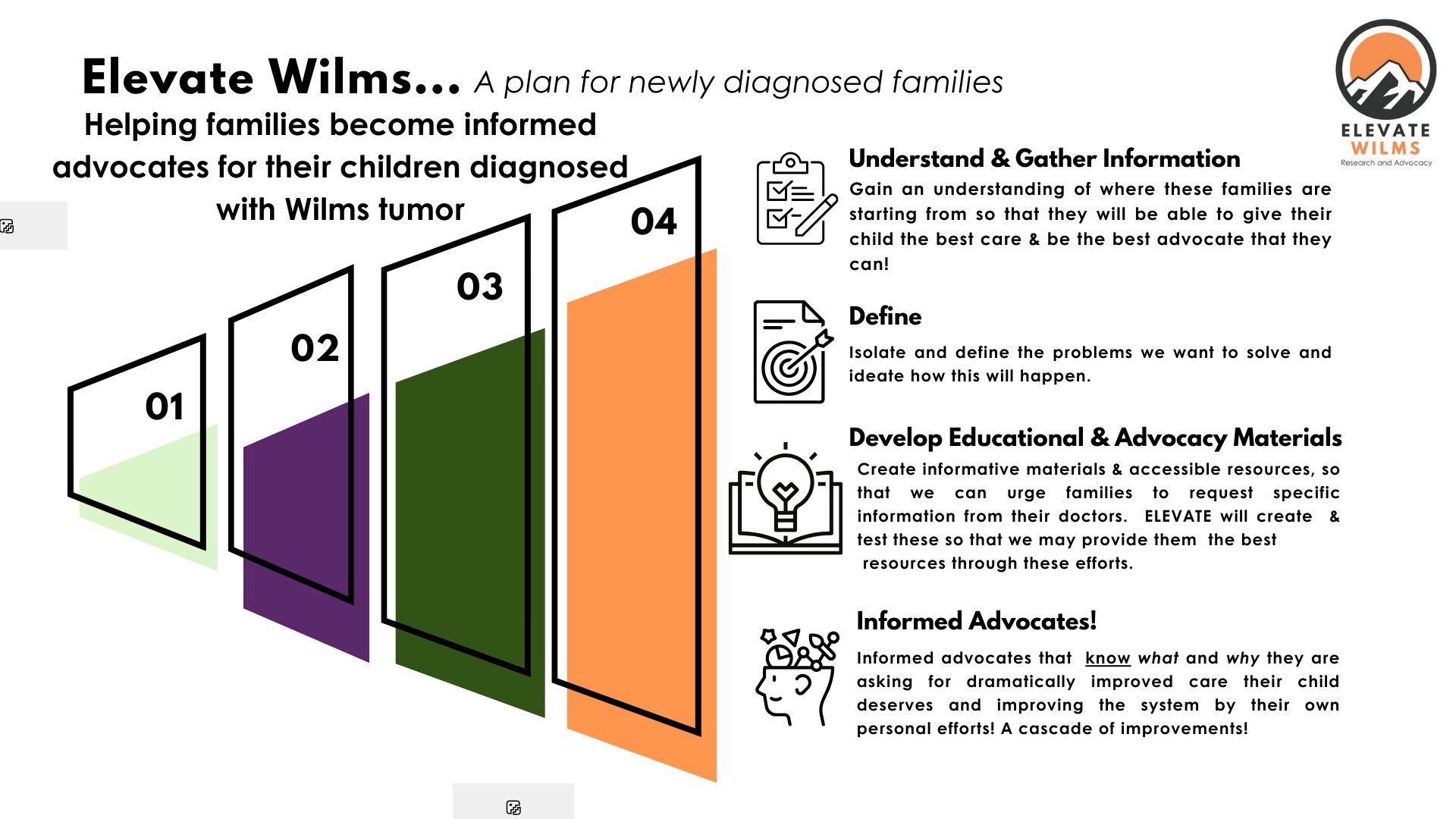 Elevate Wilms. Wilms tumor research and education. Pediatric kidney cancer. 