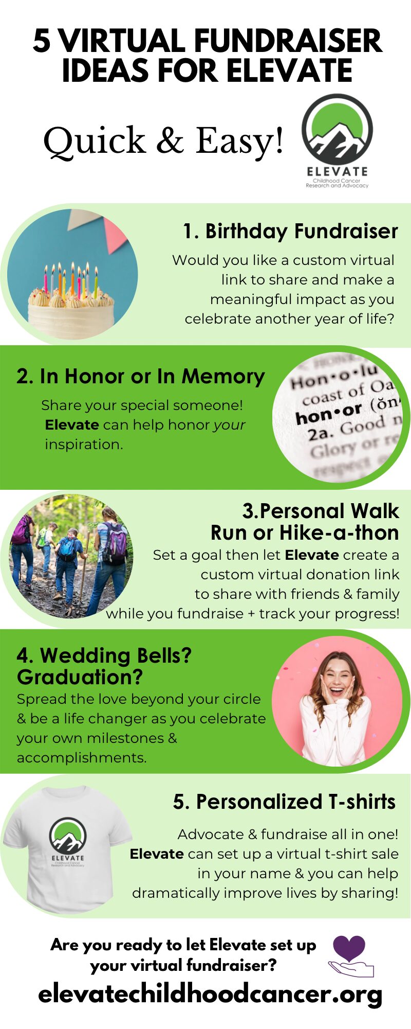 virtual fundraising ideas. fundraise. elevate childhood cancer.