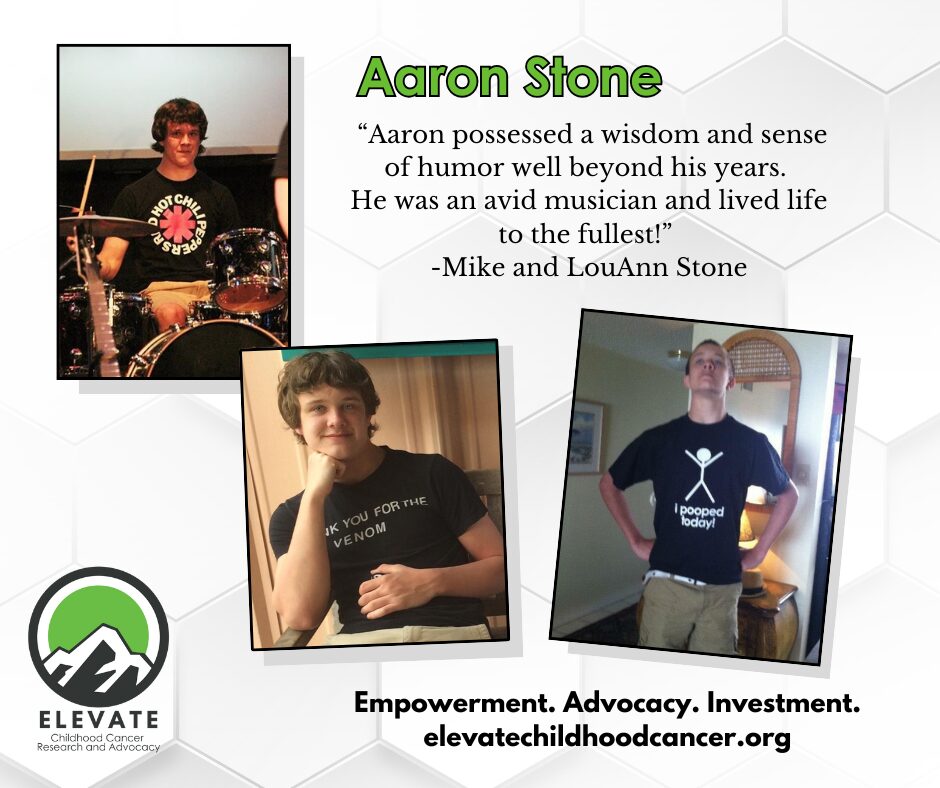 Aaron Stone, schlerosing rhabdomyosarcoma, Elevate Voices. Childhood Cancer awareness.