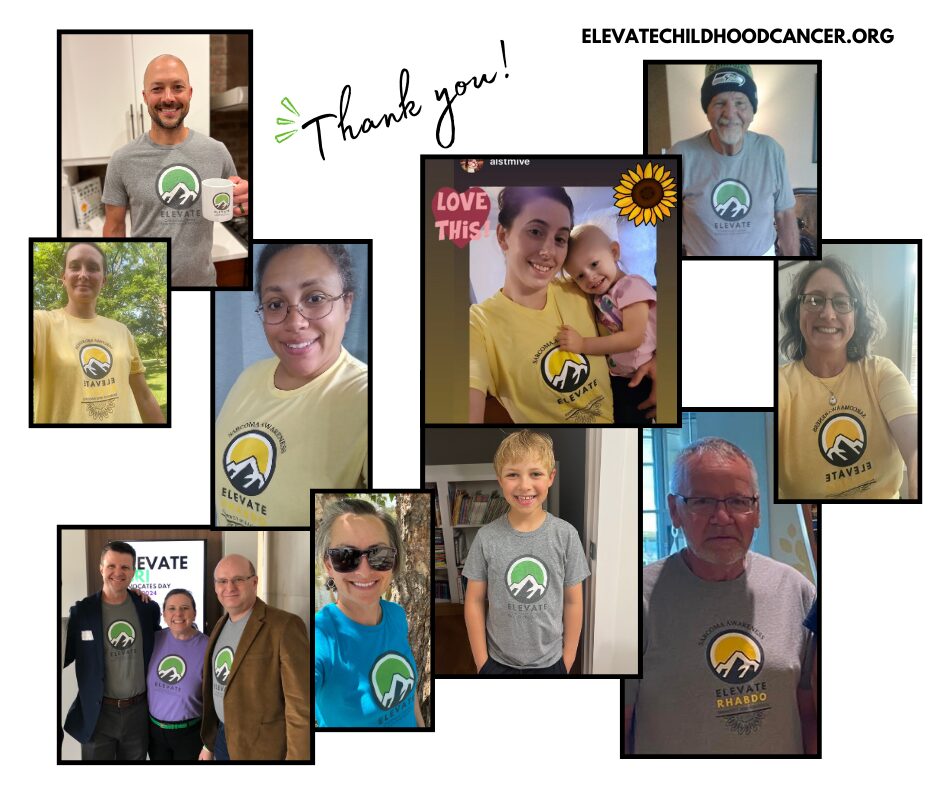 Elevate T-shirts and Mugs. Childhood Cancer Merchandise.